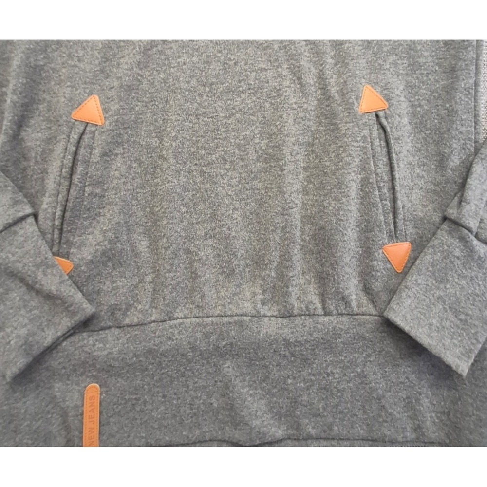 Gerui Si women's gray cowl neck hoodie LG Wolf Logo Thumb Holes Pullover - Picture 2 of 14